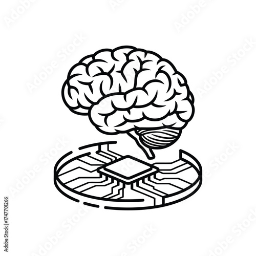 Digital brain and microchip concept for artificial intelligence
