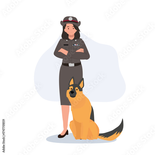 policewoman with k9 german shepherd companion representing strength discipline and cooperation in law enforcement service