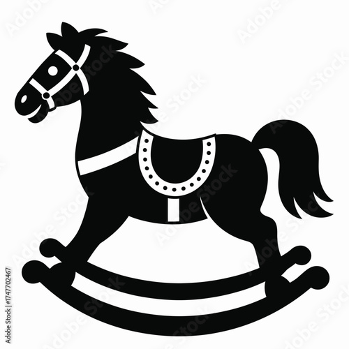 Silhouette illustration of a classic rocking horse for children playtime vector eps vector