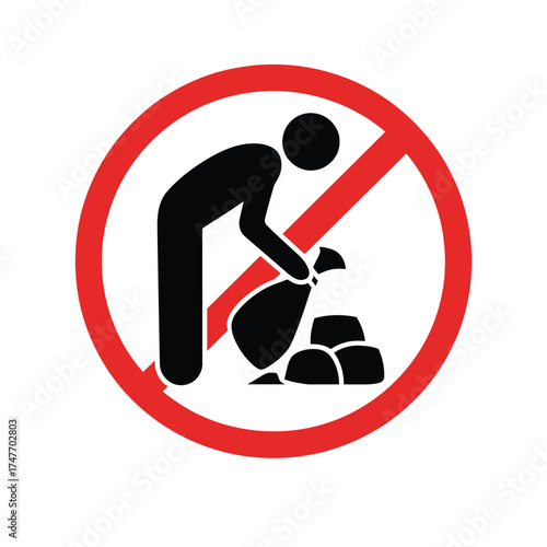 No littering vector illustration simple safety sign iconic prohibition symbol scalable eps vector