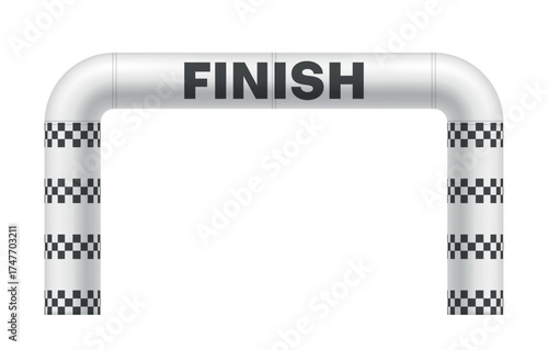 Illustration of an inflatable arch with a finish sign for racing and other sporting events, isolated on a white background