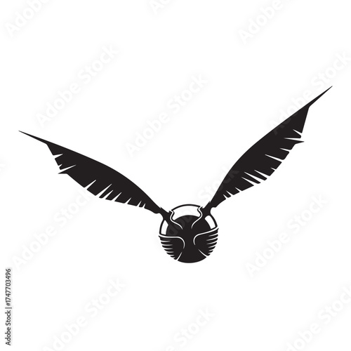 Golden Snitch Flying Silhouette Vector Icon from Wizard Fantasy Game