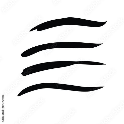 Solid Black Vector of Calligraphic Brush Stroke Elements