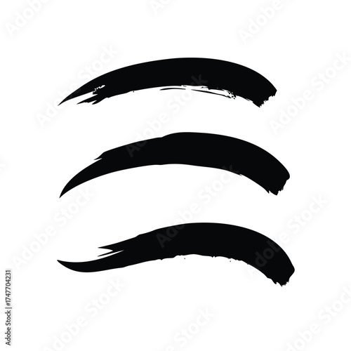 Solid Black Vector Set of Paint Brush Stroke Shapes

