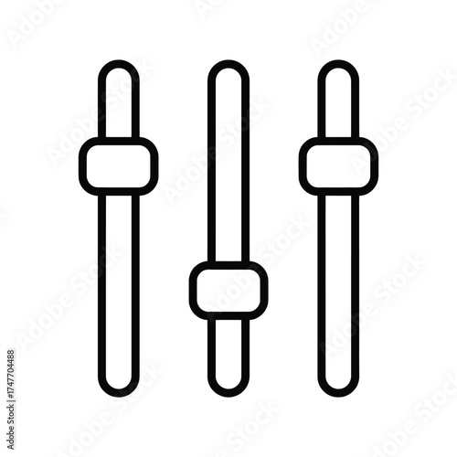 Vector illustration of three adjustable sliders for control and settings vector
