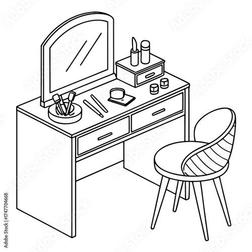 Vector art of vanity table with chair