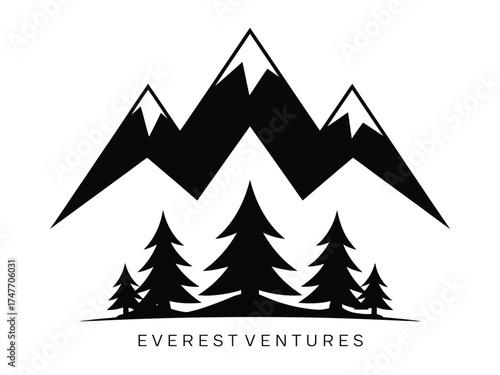 Minimalist mountain trees logo design vector scalable eps illustration icon vector