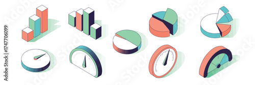 Isometric business analysis icons set scalable vector illustration eps format vector