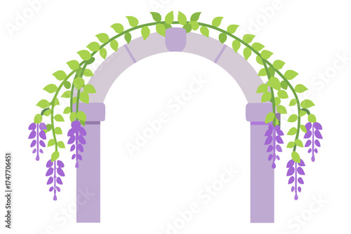 Illustration of an archway with vines and flowers