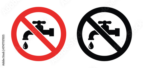 Vector warning sign no water tap icon set scalable illustration eps vector