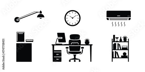 Set of minimalist office icons vector eps scalable illustration for design projects vector