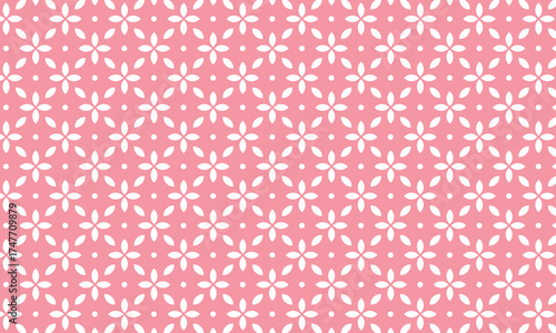 花びらが方眼のように広がって花模様になるピンクのパターン壁紙