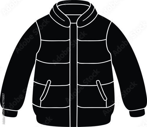 Vector technical drawing of puffer jacket front