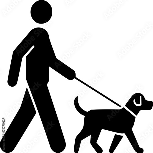 Walking the Companion: A simple yet impactful illustration portrays the bond of companionship as a person strolls along, their canine friend happily by their side.