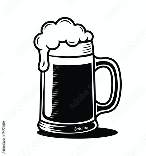 Scalable vector illustration of a frothy beer mug icon in black and white eps format vector