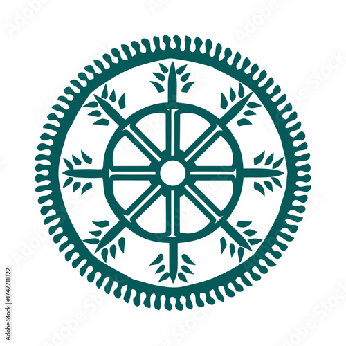Teal Decorative Wheel Design on White Background Midfield Circle The center circle of a pitch perfectly symmetrical