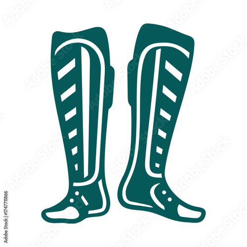Soccer Shin Guards Icon, Protective Gear Illustration Soccer Shin Guard single contoured guard with strap outlines