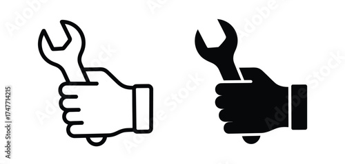 Minimalist hand holding wrench icon vector graphic scalable eps file for general use vector