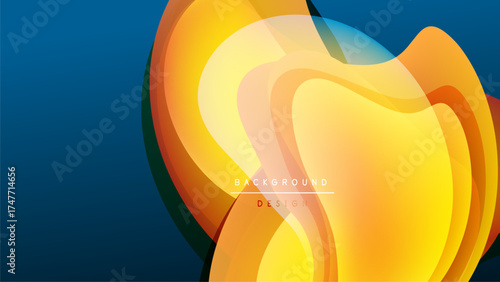 Abstract fluid shapes, vibrant colors blend. Dynamic composition, modern design elements present. Background gradient creates depth.