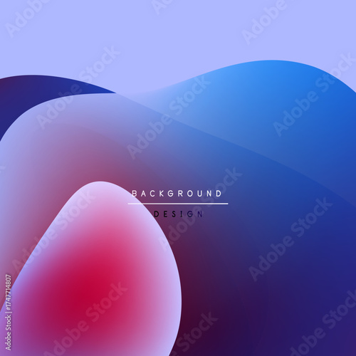 Abstract fluid shapes blend, creating vibrant gradients. Purple, blue, pink hues dominate composition. Minimalist text reads background design.