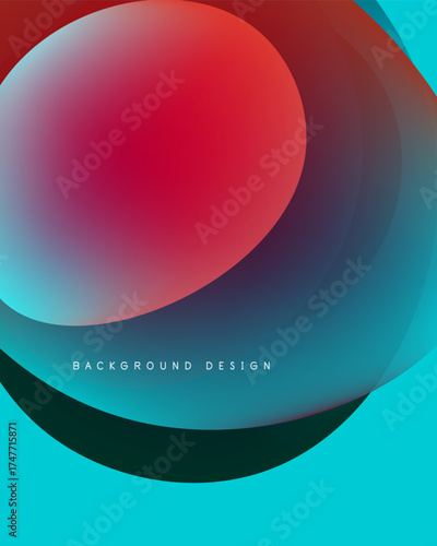 Abstract colorful layers create dynamic visual effect. Smooth gradients blend, forming circular shapes. Modern design element.
