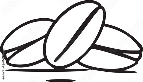 Coffee Beans Outline Icon Minimalist Vector Line Art for Cafe Logos Barista Graphics Hot Beverages