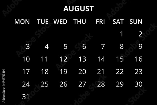 2026 Calendar template. Calendar 2026 - 2033 - 12 months yearly calendar - planner calendar. Monthly calendar. Vector illustration for print, web, mobile app on transparent background