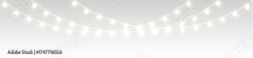 Glowing Christmas garland light PNG background