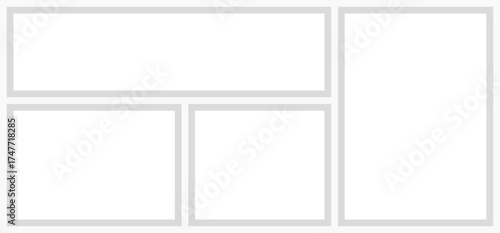 Template photo collage group different pictures album. Empty different photo frame. Set realistic photo card frame mockup vector