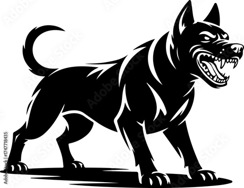 Angry dog silhouette vector illustration