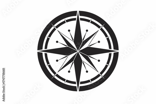 Striking black and white stencil style compass rose vector illustration vector