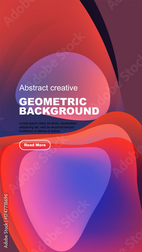 Abstract geometric background. Vibrant colors blend, creating dynamic visual effect. Text overlay invites further exploration.