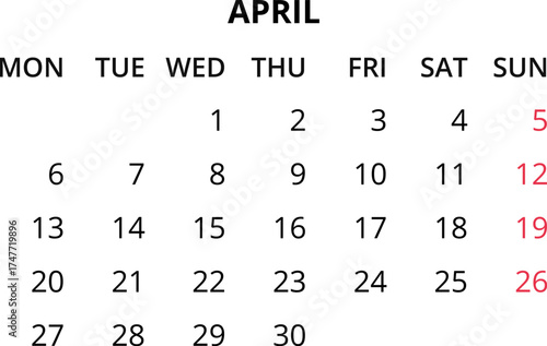 2026 Calendar template. Monthly calendar January, February, March, April, May, June, July, August, September, October, November, December 2026 Vector illustration for print, web, mobile app
