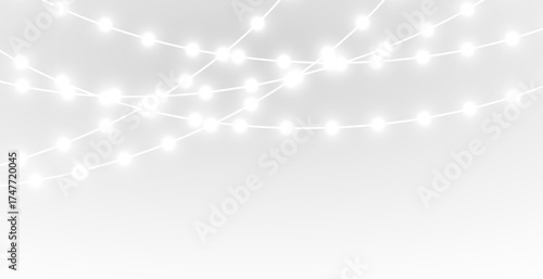 Shiny illuminated garland banner with winter lights