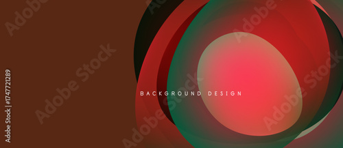 Abstract layers create dynamic visual. Red, green hues blend with brown backdrop. Modern design element for backgrounds.