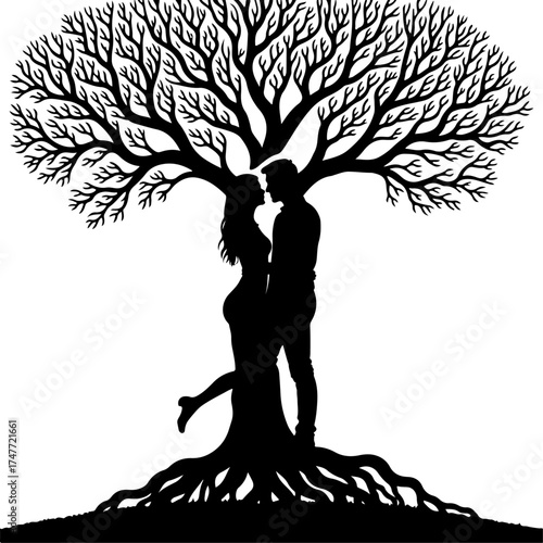 Love Tree Silhouette Black Graphics Bundle
