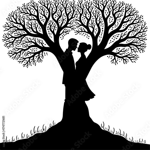 Love Tree Silhouette Black Graphics Bundle