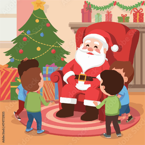 Vector anak anak yang sedang merayakan hari raya natal