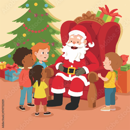 Vector anak anak yang sedang merayakan hari raya natal