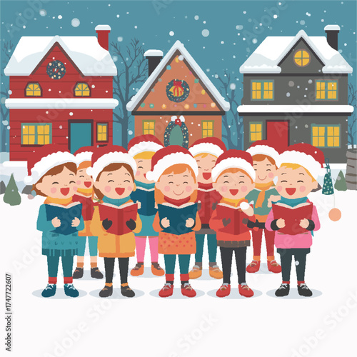 Vector anak anak yang sedang merayakan hari raya natal