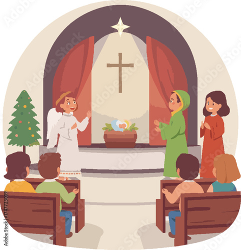 Vector anak anak yang sedang merayakan hari raya natal