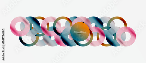 Abstract colorful circles overlap creating modern design. Minimalist composition, smooth gradients, clean aesthetic. Background suggests digital creation.