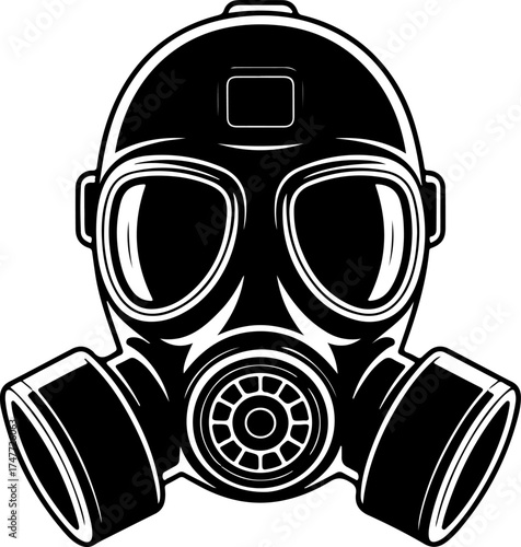 Artistic gas mask silhouette vector illustration