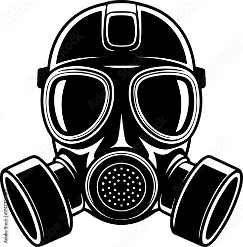 Artistic gas mask silhouette vector illustration