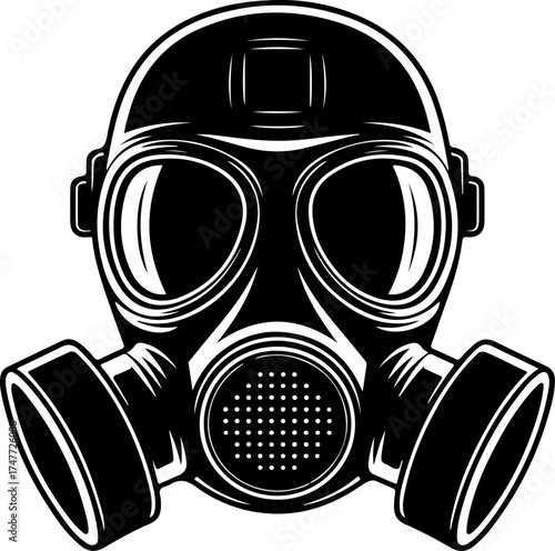 Artistic gas mask silhouette vector illustration
