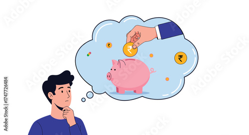 A man is thinking about saving money for his future financial security.