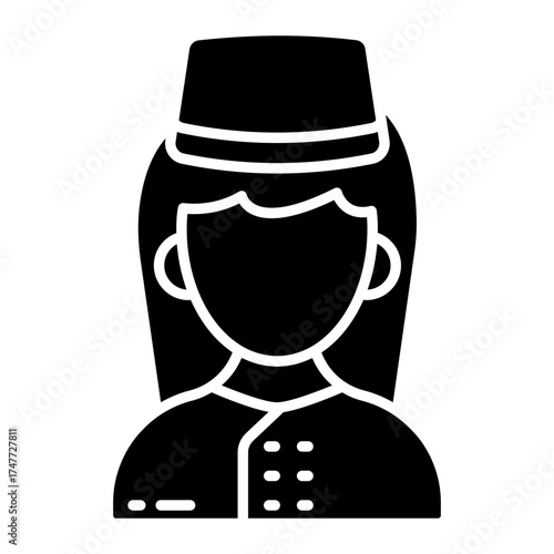 Waitress icon, barwoman editable vector