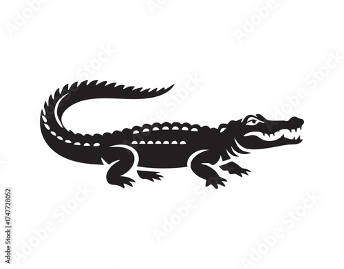 Angry Crocodile or Alligator Silhouette Vector Black Reptile Mascot Logo