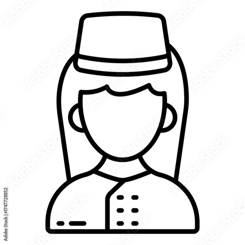 Waitress icon, barwoman editable vector