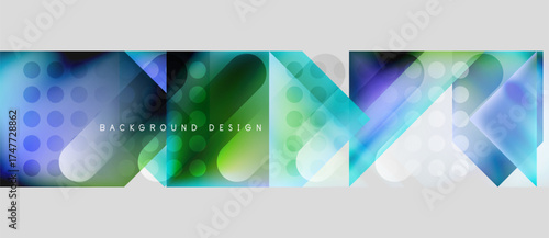 Abstract geometric design. Vibrant colors blend, creating dynamic visual effect. Modern background suitable for digital projects.